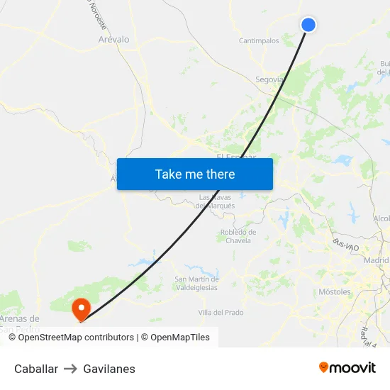 Caballar to Gavilanes map
