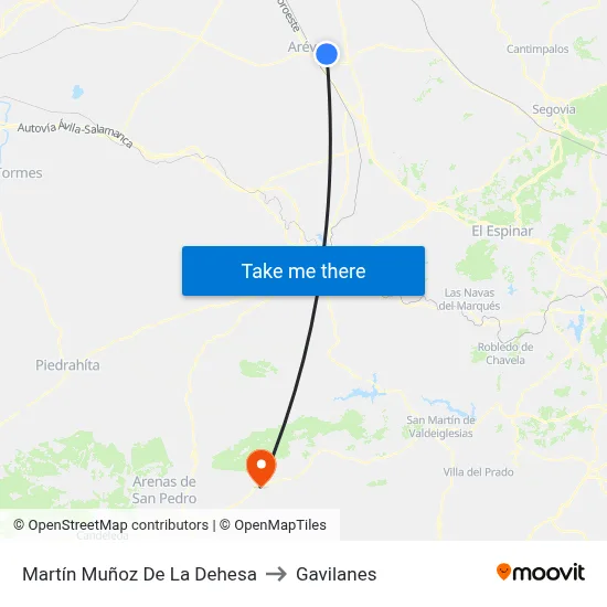 Martín Muñoz De La Dehesa to Gavilanes map