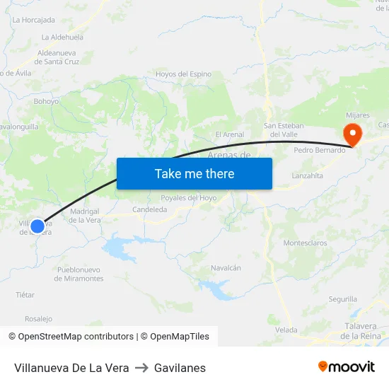Villanueva De La Vera to Gavilanes map