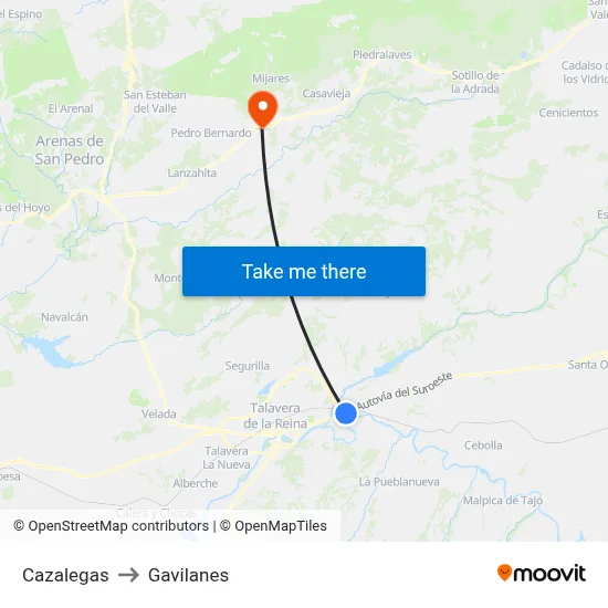 Cazalegas to Gavilanes map