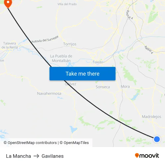 La Mancha to Gavilanes map