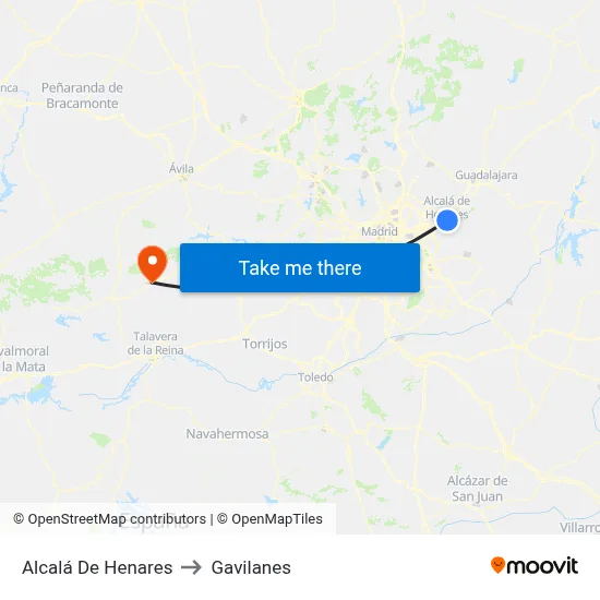 Alcalá De Henares to Gavilanes map