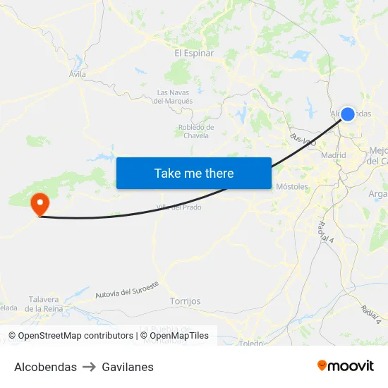 Alcobendas to Gavilanes map