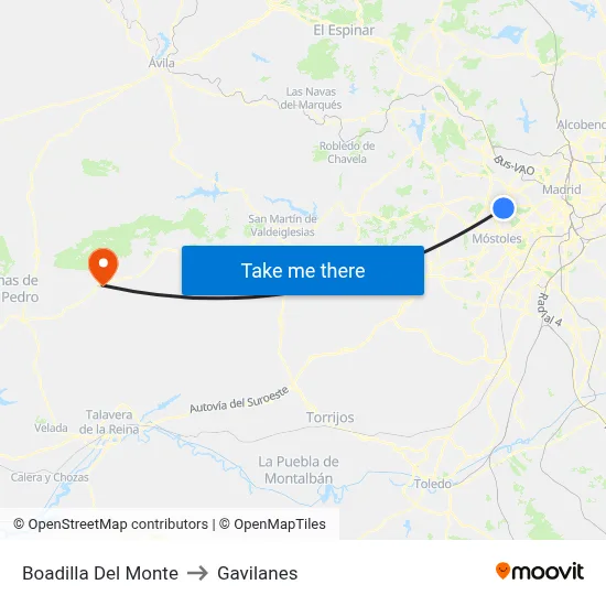 Boadilla Del Monte to Gavilanes map