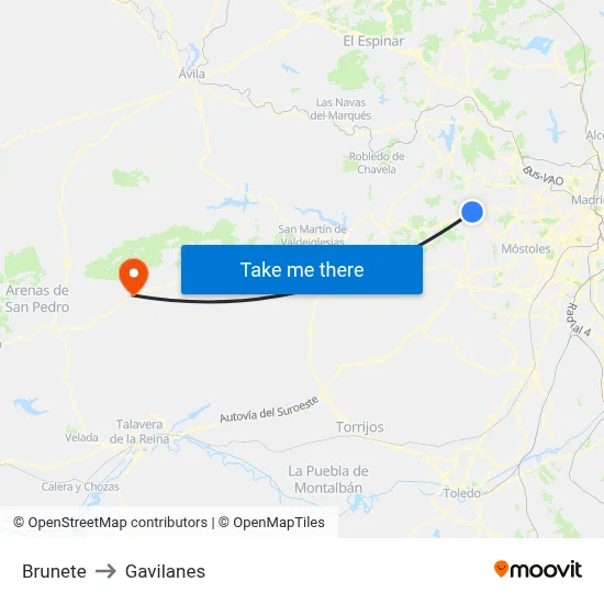 Brunete to Gavilanes map