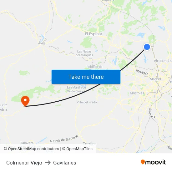 Colmenar Viejo to Gavilanes map