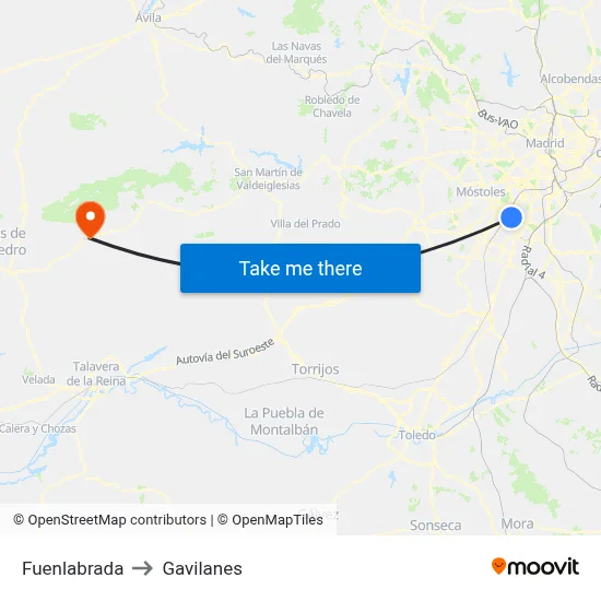 Fuenlabrada to Gavilanes map