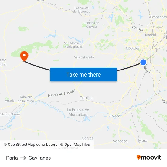 Parla to Gavilanes map