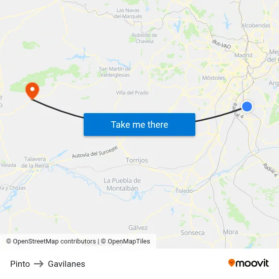 Pinto to Gavilanes map