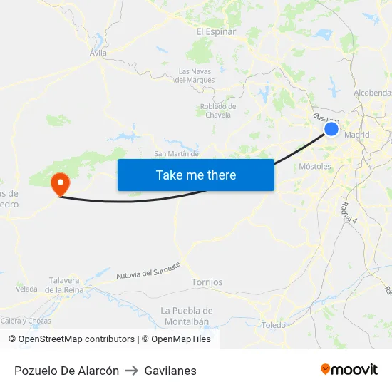 Pozuelo De Alarcón to Gavilanes map