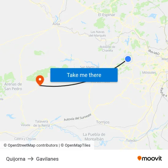 Quijorna to Gavilanes map
