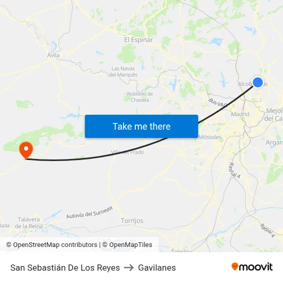 San Sebastián De Los Reyes to Gavilanes map