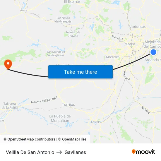 Velilla De San Antonio to Gavilanes map