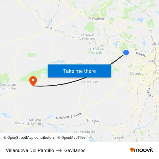 Villanueva Del Pardillo to Gavilanes map