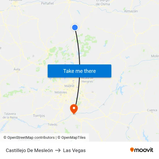 Castillejo De Mesleón to Las Vegas map