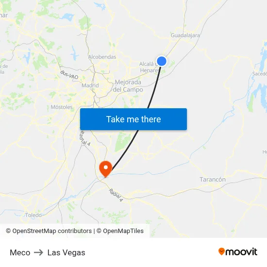 Meco to Las Vegas map