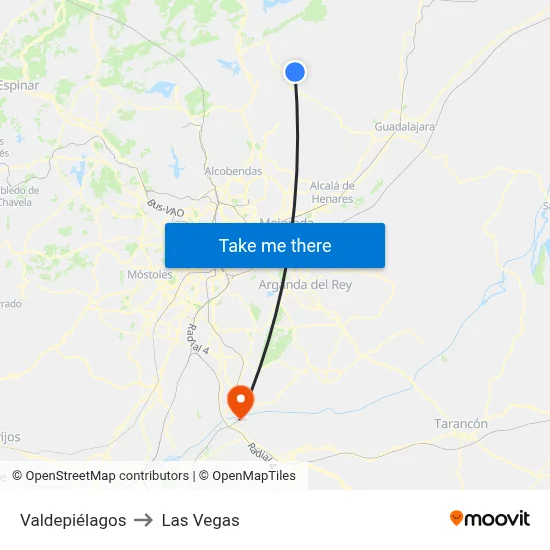 Valdepiélagos to Las Vegas map