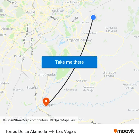 Torres De La Alameda to Las Vegas map