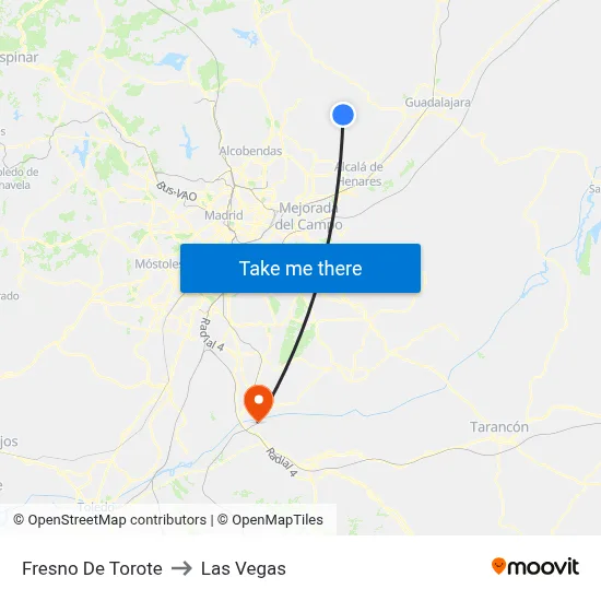 Fresno De Torote to Las Vegas map