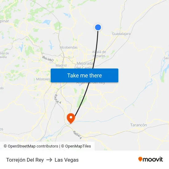 Torrejón Del Rey to Las Vegas map