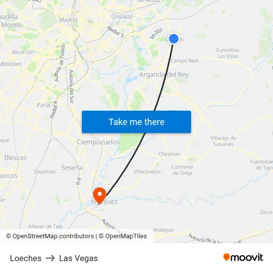 Loeches to Las Vegas map