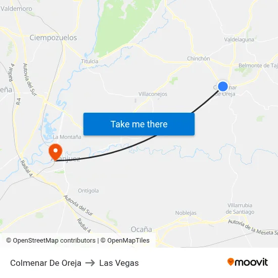 Colmenar De Oreja to Las Vegas map