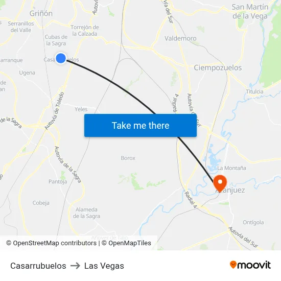 Casarrubuelos to Las Vegas map