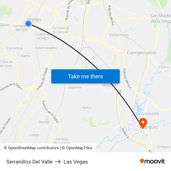 Serranillos Del Valle to Las Vegas map