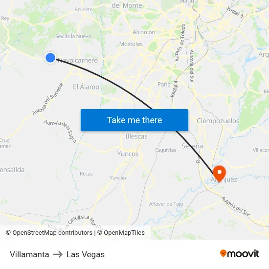 Villamanta to Las Vegas map