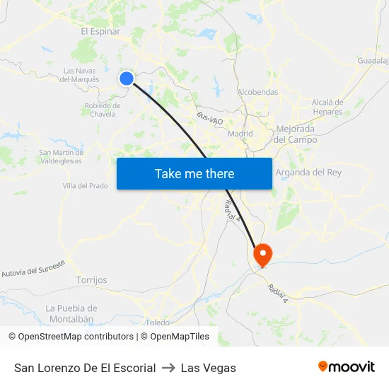 San Lorenzo De El Escorial to Las Vegas map