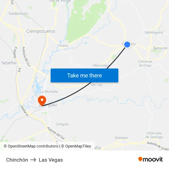 Chinchón to Las Vegas map