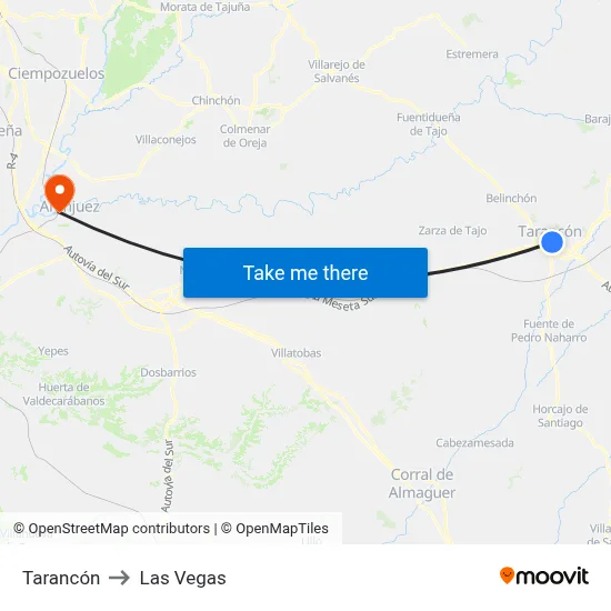 Tarancón to Las Vegas map