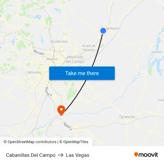 Cabanillas Del Campo to Las Vegas map
