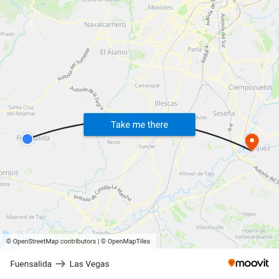 Fuensalida to Las Vegas map