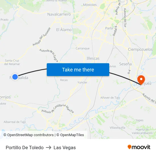 Portillo De Toledo to Las Vegas map