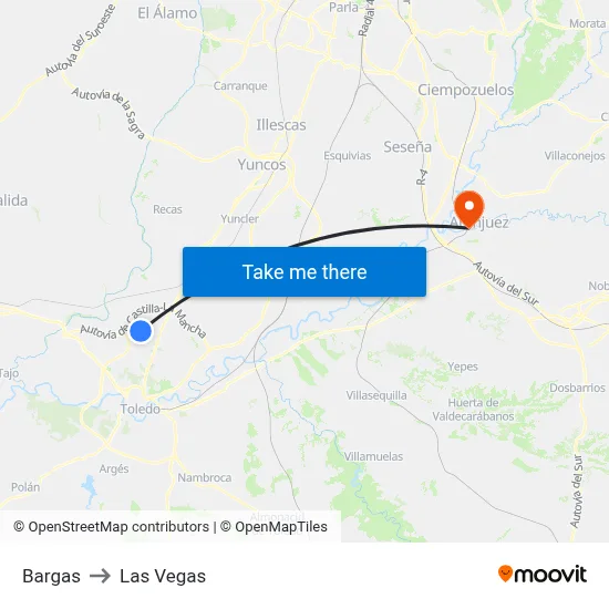 Bargas to Las Vegas map