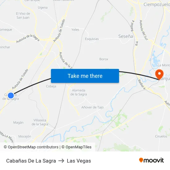 Cabañas De La Sagra to Las Vegas map