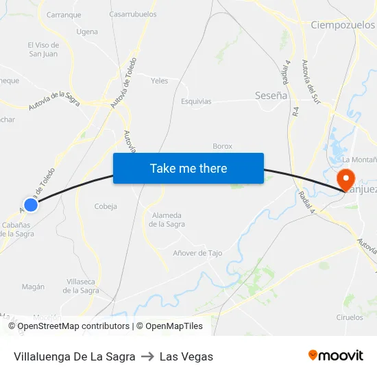 Villaluenga De La Sagra to Las Vegas map