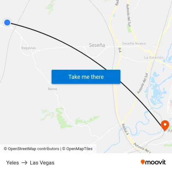 Yeles to Las Vegas map