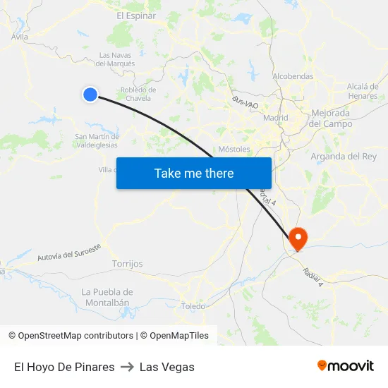 El Hoyo De Pinares to Las Vegas map