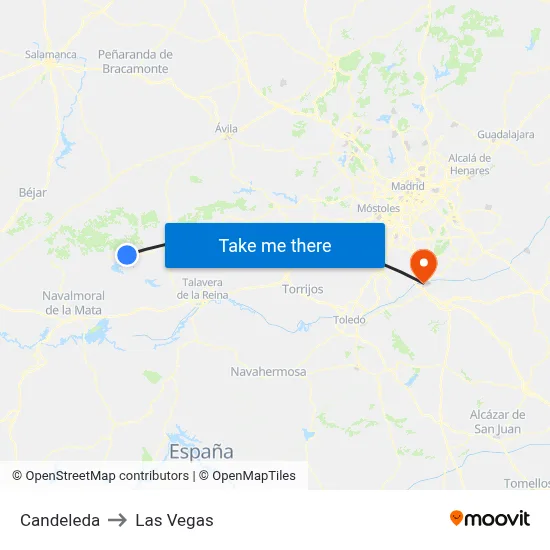 Candeleda to Las Vegas map