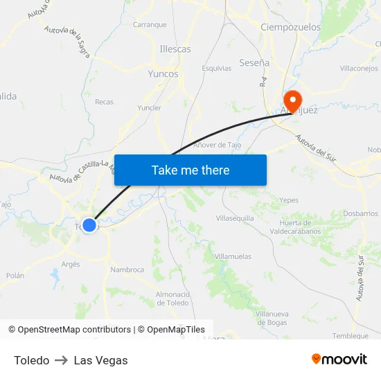 Toledo to Las Vegas map
