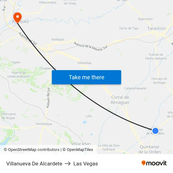 Villanueva De Alcardete to Las Vegas map