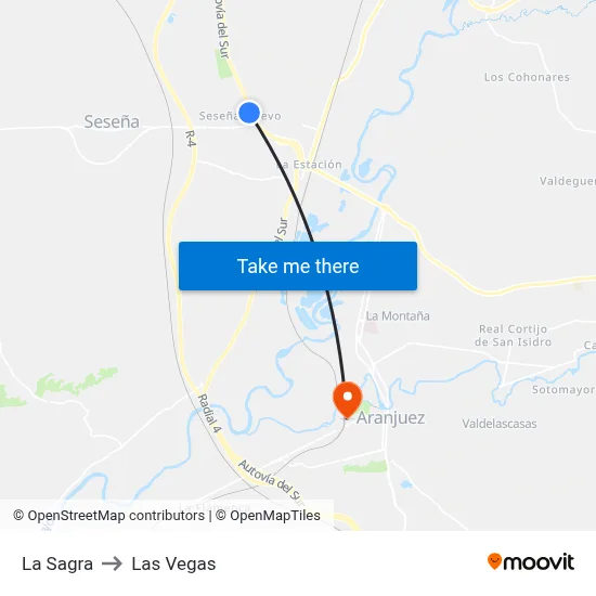 La Sagra to Las Vegas map