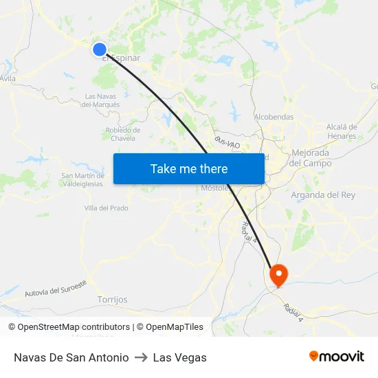 Navas De San Antonio to Las Vegas map
