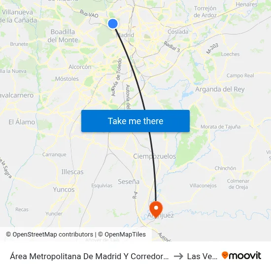 Área Metropolitana De Madrid Y Corredor Del Henares to Las Vegas map