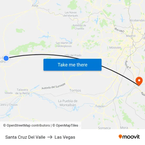 Santa Cruz Del Valle to Las Vegas map
