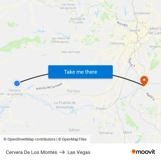 Cervera De Los Montes to Las Vegas map