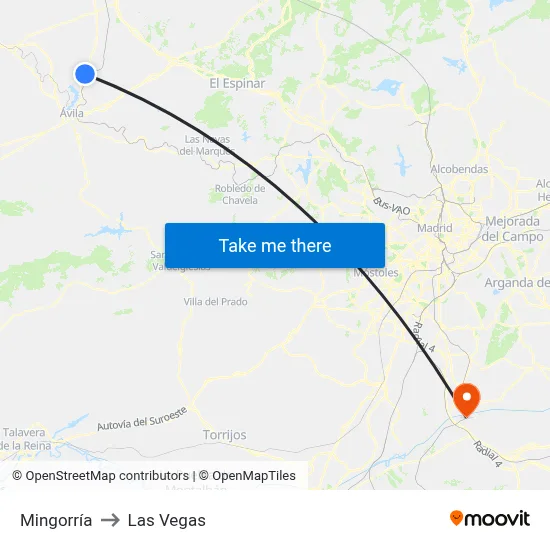Mingorría to Las Vegas map