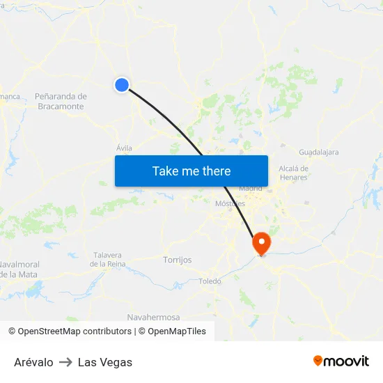 Arévalo to Las Vegas map